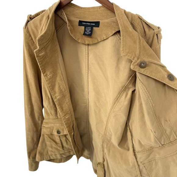Calvin Klein Jeans Military Utility Safari Jacket Womens XL Tan Corduroy - Picture 6 of 12